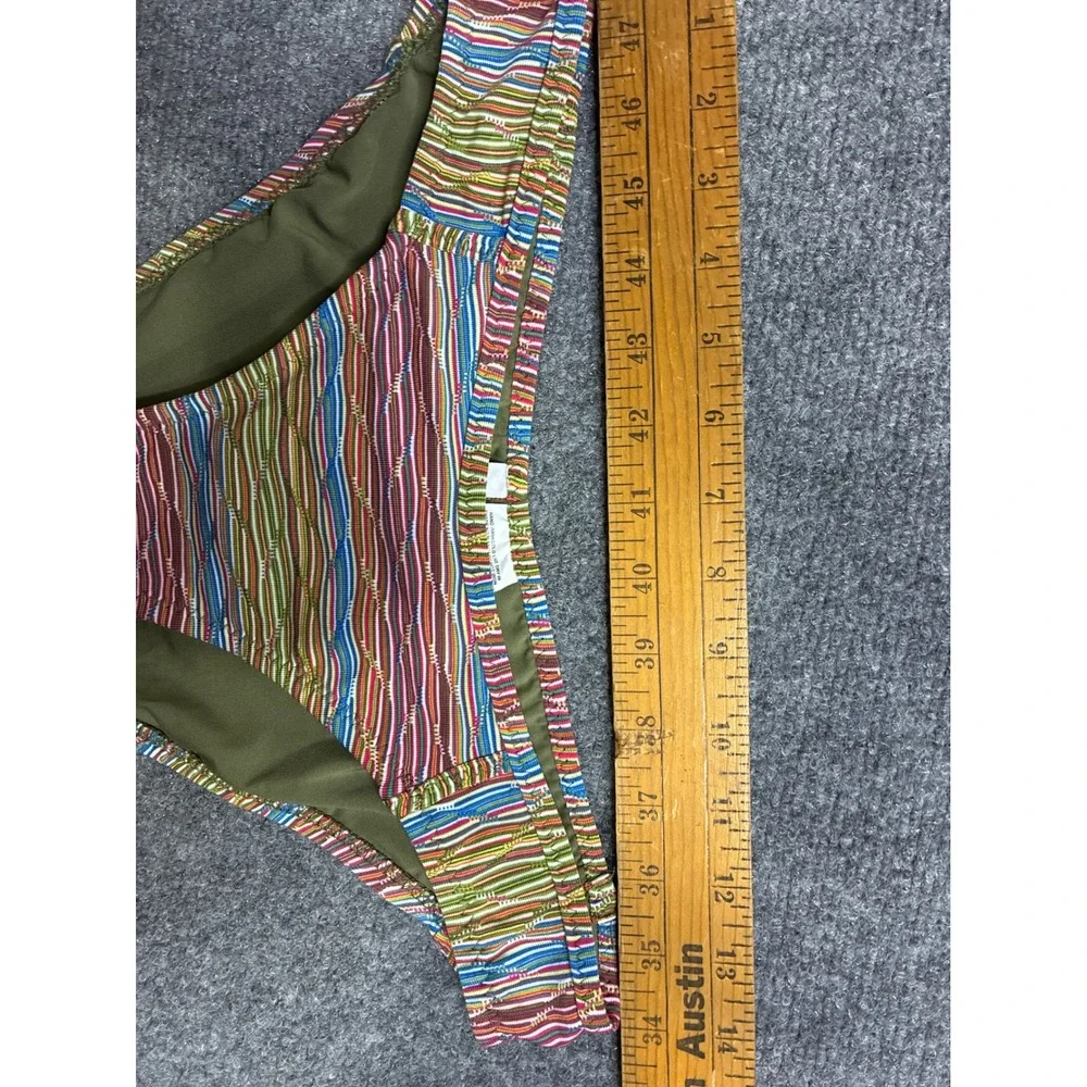 BECCA by Rebecca Virtue Adela Striped Bikini Set Multi Color Medium NWT